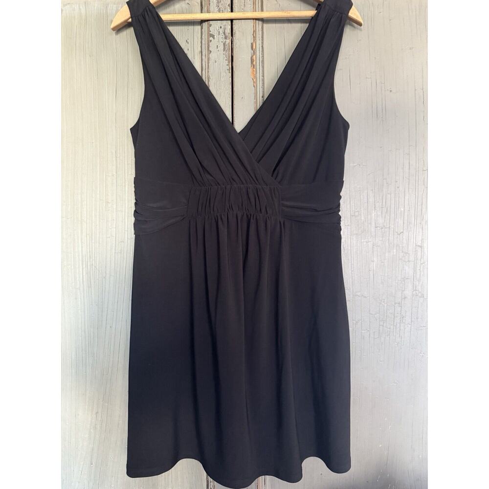 FYLO black baby doll tunic V-neck stretch top L Shirt